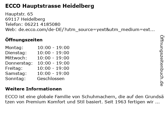 ᐅ Öffnungszeiten „ecco Shop“ | Hauptstraße 65 in Heidelberg ᐅ Öffnungszeiten „ecco Shop“ | Hauptstraße 65 in Heidelberg